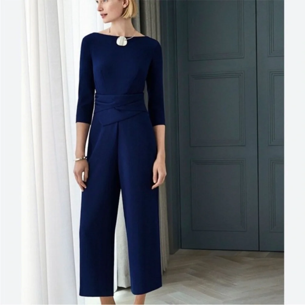 The Fold Jumpsuit Lugano Crepe Wide Leg in Blue